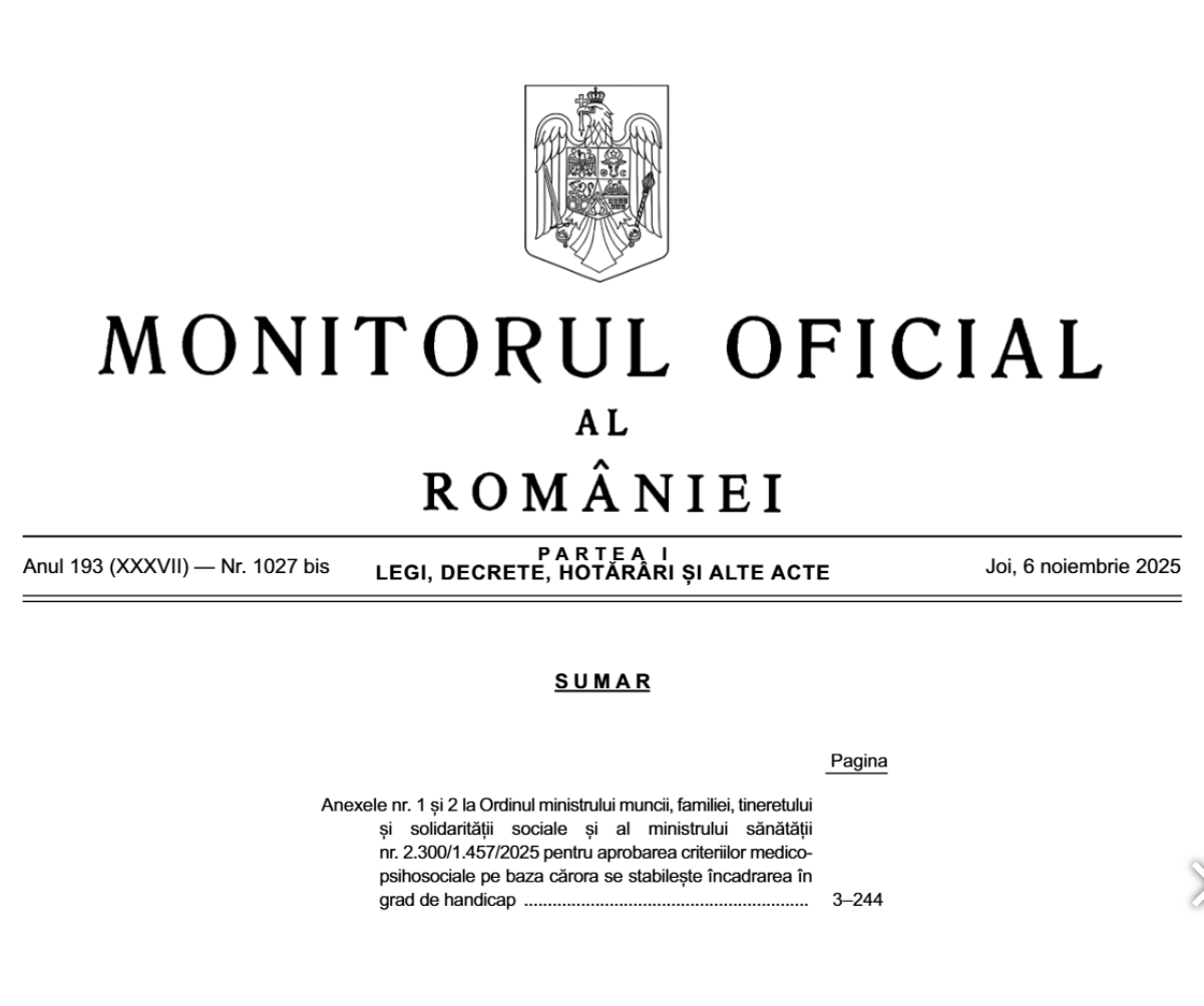 Noile criterii pentru încadrarea în grad de handicap