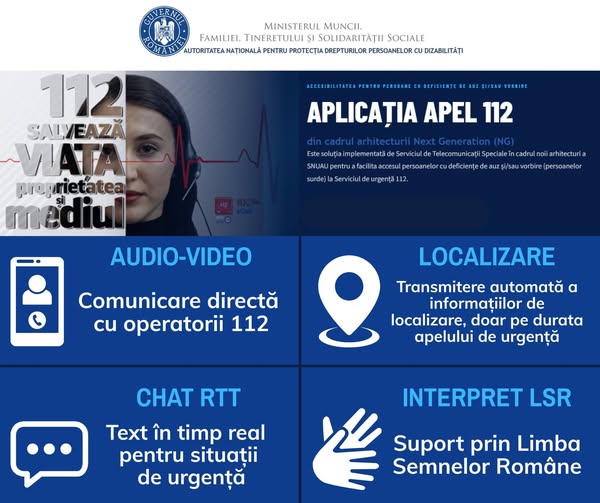 Noua aplicație Apel 112 vine în sprijinul persoanelor cu deficiențe de auz